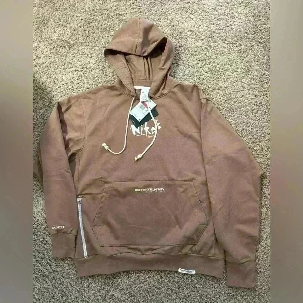 NIKE STANDARD ISSUE FRENCH TERRY PULLOVER HOODIE BROWN SIZE Large